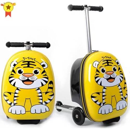 18" kids scooter rolling suitcase Lazy trolley case skateboard luggage for childrens travel suitcase on wheels baby luggage
