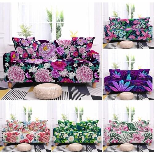 Tropical Flowers And Leaves Elastic Couch Covers Armchairs Slipcover for Living Room 1/2/3/4Seat Sofa Cover Furniture Protector