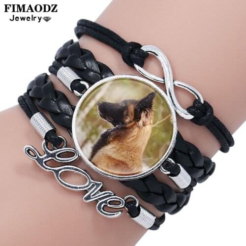 FIMAODZ Infinite Love Dog Lover Bracelet Pet Dog Paw Fashion Charm Leather Bracelets Bangles for Friend Family Mom Gift