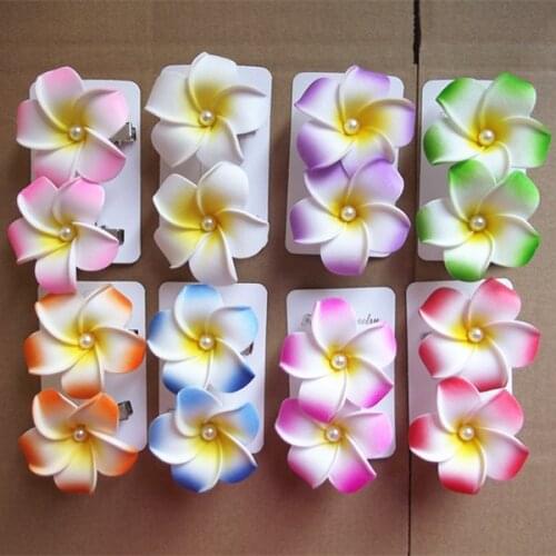 HappyKiss Wholesale - free shipping hair accessories Hawaiian plumeria hairpin side chuck flower pearl heart frangipani