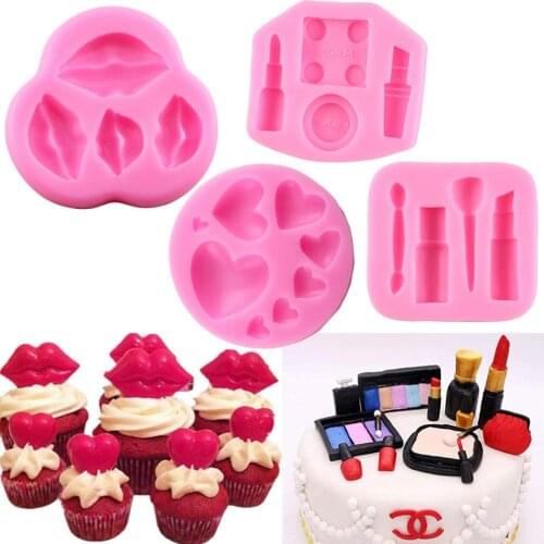 Makeup Tools Lipstick Silicone Mold Cupcake Topper Fondant Mould Cake Decorating Tools Chocolate Gumpaste Mold Candy Clay Moulds