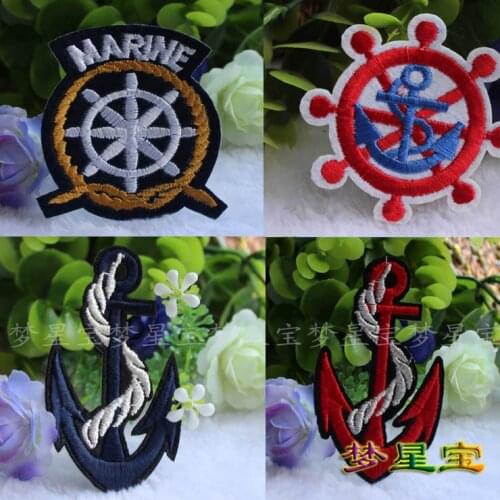 Adhesive Embroidery Cloth Sticker A406 Badge Sea Anchor, Ship Rudder, Boat Rope, Clothe , Patch, Accessories, Flower