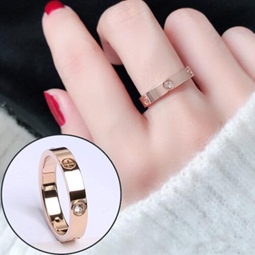 Love Ring Stainless Steel Jewelry Woman Accessories Cubic Zirconia Luxury Designer Engagement Promise Wedding Couple Rings
