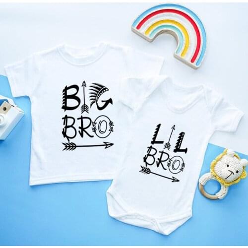 Big Brother Little Brother Family Matching Outfits Clothes Summer Fashion Sibling Kids T shirt Baby Rompers Funny Boys T-shirt