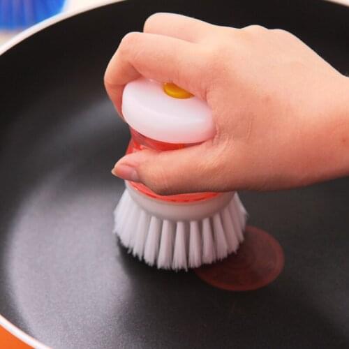 Kitchen Washing Utensils Pot Dish Brush With Washing Up Liquid Soap Dispenser