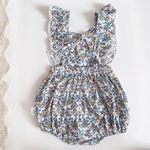 0-4Yrs Summer Infant Baby Jumpsuits Girls Bowknot Clothes 2021 Baby Girls Floral Clothing Baby Girls Rompers