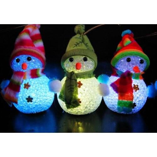 Color Changing LED Snowman Christmas Decorate Mood Lamp Night Light Xmas Tree Hanging Ornament