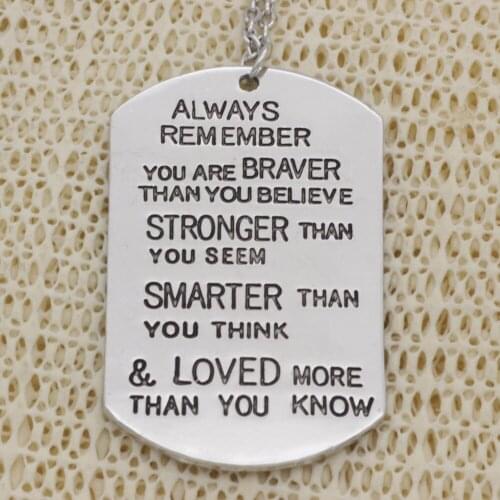 Fashion Inspirational Necklace Always remember you are braver than you believe strong.. Necklace Chains Jewerly For Women N2008