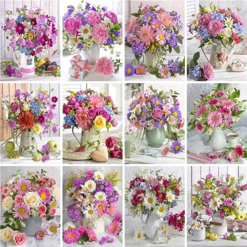 HUACAN 5d Diamond Painting Flower Mosaic Peony Picture DIY Diamond Embroidery Cross Stitch Daisy Home Decor Craft Kit