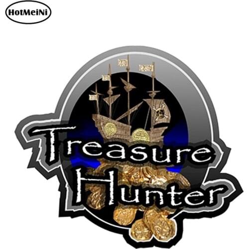 HotMeiNi 12cm x 10.6cm Treasure Hunter Decals Stickers Metal Detecting Funny Car Door Window Bumper 3D Car Styling Vinyl Decal