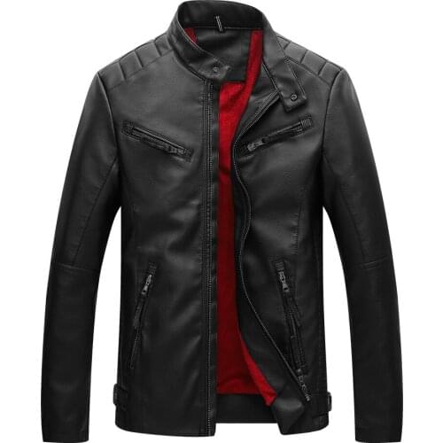 New 2019 Mens Leather Jacket Grab Velvet Mens Locomotive Jacket High Quality L-4XL