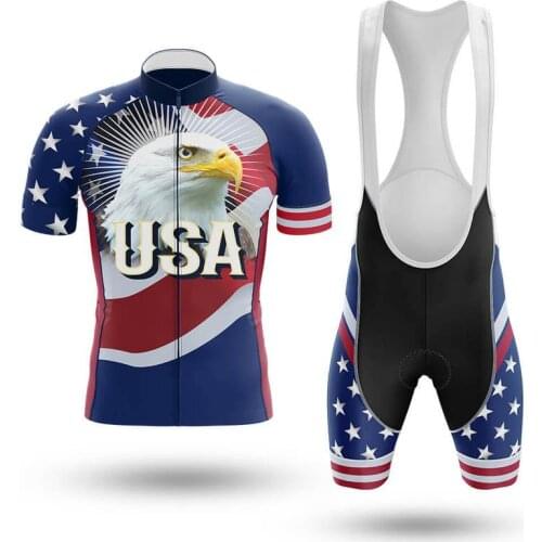 NEW 2021 USA Cycling Jersey Set Men Sports Team Bike Clothing Quick Dry Summer Sleeve Cycling Road Bike Shirt Bib Short Gel Pad