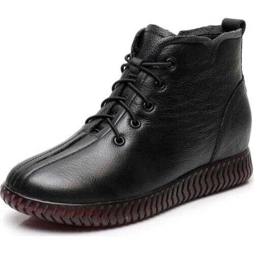 2020 New Winter Warm Shoes Short Boots Casual Sneaker Shoes Soft Sale Comfortable Flat Casual Boots Genuine Leather Women Boots