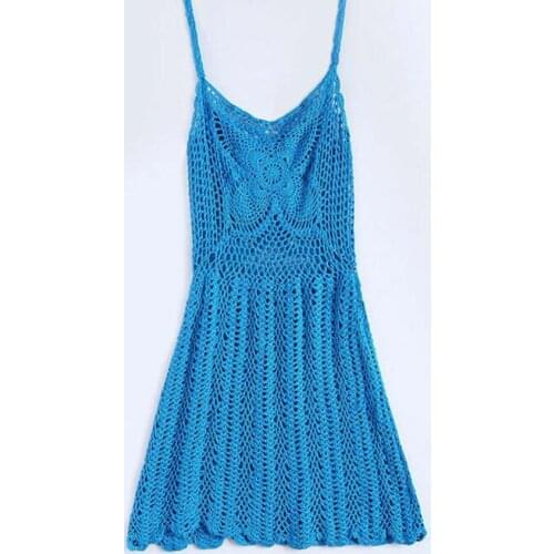 Wholesale free shipping new style fashion womens handmade Beach Dresses Knitting crochet hollow out dress Sunscreen skirt