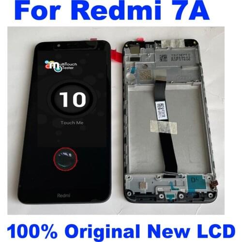 Original Best Working Glass Sensor For Xiaomi Redmi 7A LCD Display 10 point Touch Panel Screen Digitizer Assembly + Frame Black
