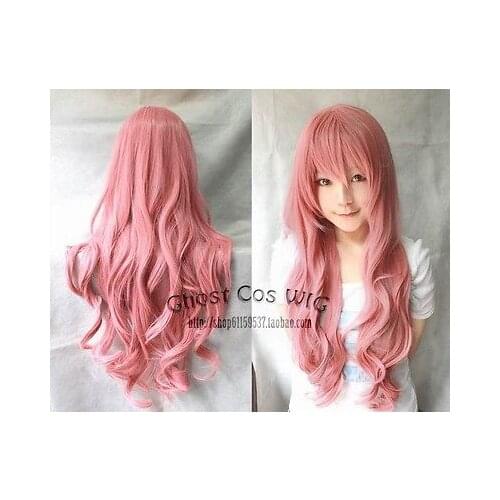 Shun 80CM Vocaloid Luka Ruka Magnet Long wavy pink color Cosplay Wig Ladies Heat Resistant Synthetic hair Wigs