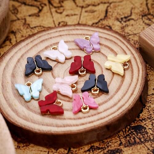 Vintage 10Pcs Butterfly Setting Acrylic Charms Lovely DIY Boho Animal Pendant Bohemia Handmade Jewelry