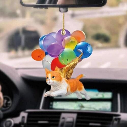 Cat Pendant Car Decorative Cartoon Hanging Ornament Colorful Balloon Lifelike Ornament Crafts Cute Acrylic Figurines Miniatures