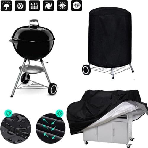 Outdoor BBQ Cover Dust Waterproof Weber Heavy Duty Grill Cover Rain Protective Outdoor Barbecue Cover Round bbq Black Grill