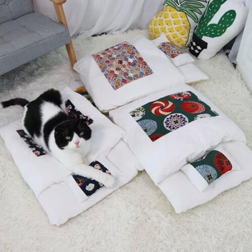 Removable Dog Cat Bed Sleeping Bag Sofas Mat Winter Warm Cat House Small Pet Bed Puppy Kennel Nest Cushion Pet Products