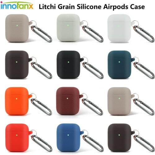 Silicone Case for Airpods 1/2/Pro Litchi Grain Cover Lychee Pattern Sleeve for Apple Earphone Air Pods Protectiv Case Pure Color