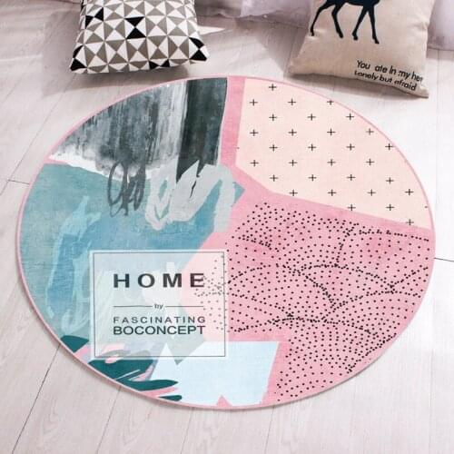 Modern Round Carpet Computer Chair cushion Kids Room Carpet 3D Printing Pinnk Girl Bedroom Floor Mat Living Room Decoration Rug