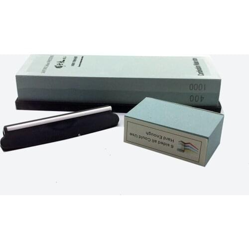 400/1000 Grit Knife whetstone Water Hone stone for kitchen knife 7*2*1inches with Knife clip and Smoothing Stone