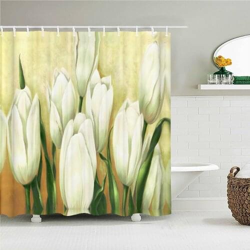 Waterproof Shower Curtains European Flowers 3d Bathroom Curtains with Hooks Printing Decoration 180*240cm Washable Bath Screen