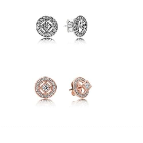 Genuine 925 Sterling Silver Earring Vintage Allure With Crystal Pandora Earrings For Women Wedding Gift Fashion Jewelry