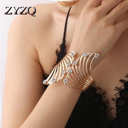 ZYZQ Trendy Hyperbole Angel Wing Shaped Bangle For Women Noble Shiny Golden Color Available Wholesale Lots&Bulk Gift Bangle 2019