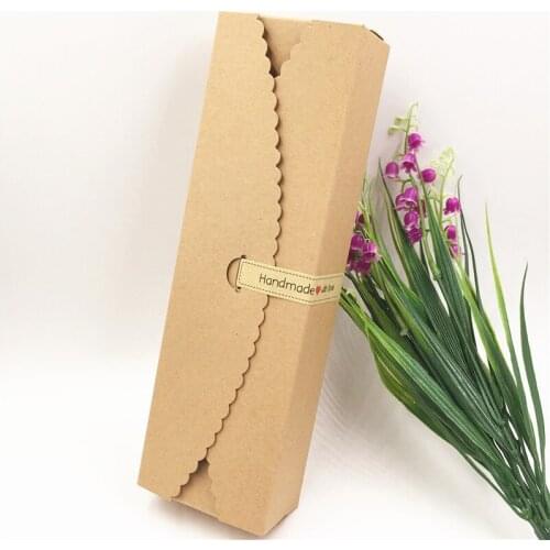 12Pcs/Lot DIY Kraft Paper Long Boxes Cases For Wedding Red Rose Packaging Container Boxes Cases With Stickers Accept Customized