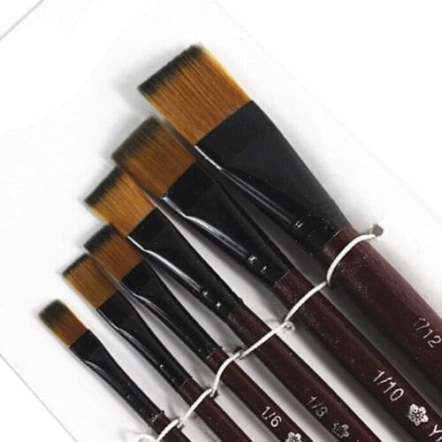 6pcs/set New Different Shape Nylon Hair Paint Brush Set Wooden Handle Gouache Watercolor Oil Painting Brush Set Acrylics Art