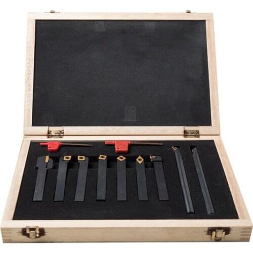 9 PCS 12mm CNC Metal Lathe Carbide Turning Tools Set with Titanium Inserts