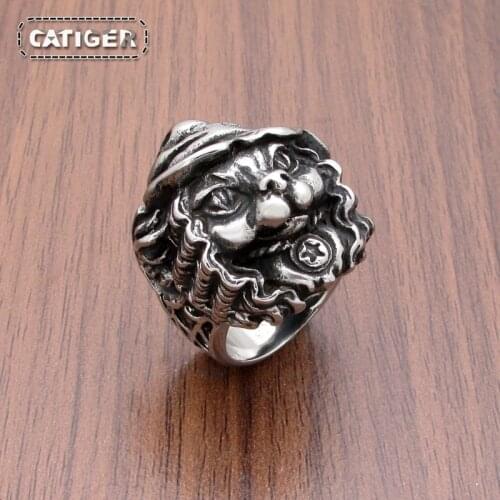 Free Shipping Punk 316L Stainless Steel Nordic Viking Cat Ring Scandinavian Warrior Animal Star Celtics Cat Ring Jewelry