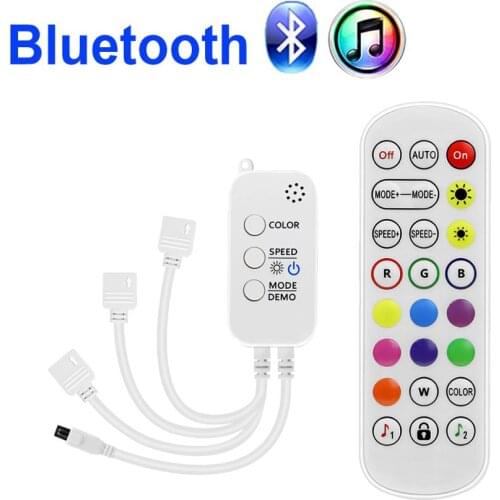 Bluetooth Controller With 24 Key IR Remote For 12V LED Strip 5050 LED Light Music Microphone Smart Device For Party Backlights