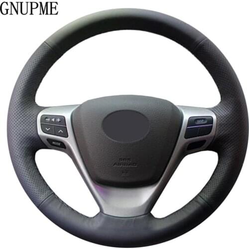 GNUPME DIY Artificial Leather Steering Wheel Cover Hand-Stitched Black Car Steering Wheel Cover for Toyota Verso EZ Avensis