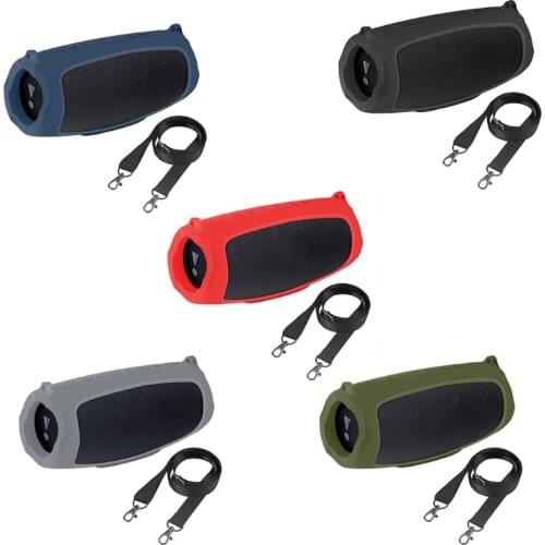 Pouch Sleeve Silicone Case Cover Protective Skin With Strap Carabiner for -JBL Charge 5 Bluetooth Speaker