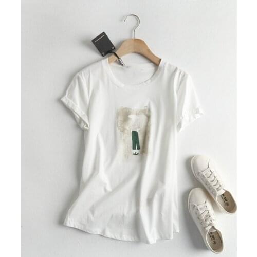 DOUJILI Fashion Casual Summer T-Shirts Short Sleeve White Loose Pullovers Casual Top Shirt For Women