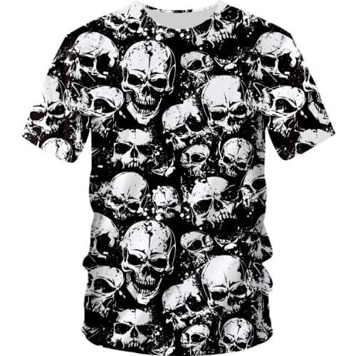 LCFA 3D Printed Skull Pattern T Shirts Street Fashion Tshirt Summer Dark Style Personality Men O Neck Tees Dropshipp 5XL