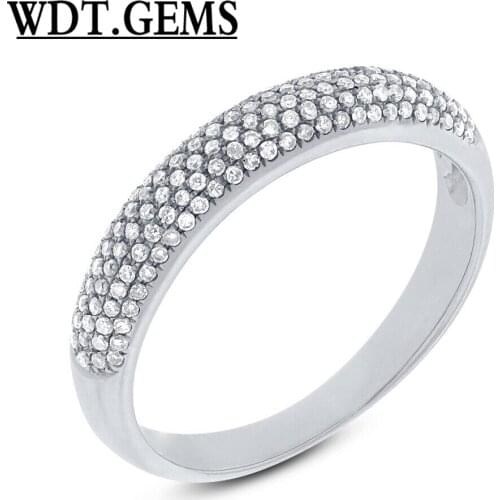Womens 0.35 CT 10K Rose Gold Natural Round Diamond Pave Band Dome Ring 3.5 MM