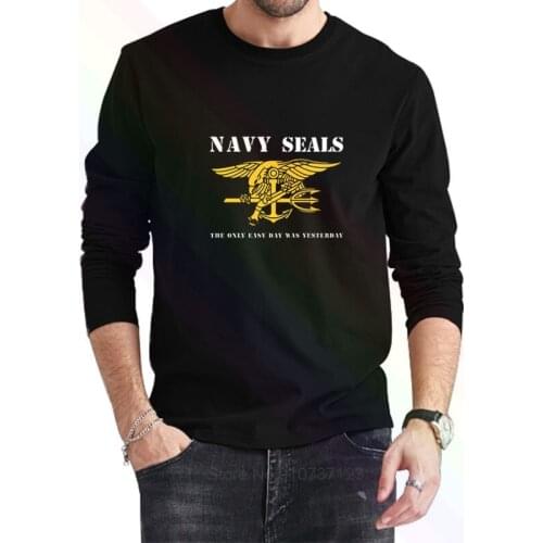 Navy Seals Logo - The Only Easy Day Was T-Shirt 2021 Newest Summer Mens Long Sleeve Popular Tees Shirt Tops Novel Unisex