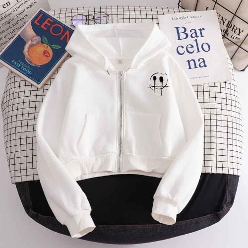 Crop Top Brown Zipper Hoodie Slogan Hoodie Letter Graphic Harajuku Fashion Women Hip Hop Streetwear Warm Long Sleeve Women