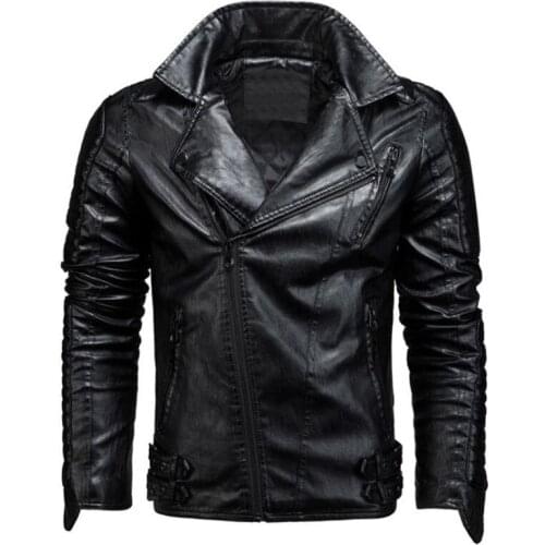 Motorcycle PU Jacket Mens Winter Autumn Fashion Leather Jackets Male Slim Warm Outwear Thicken Clothing Coat male