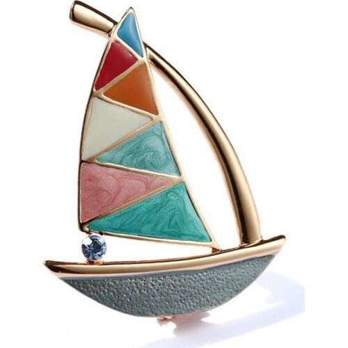 Cute Little Sailboat Pin For Womens Multicolor Brooch Badge Jewelry Party Office Clothes Scarf Buckle Garment Accessories Gift