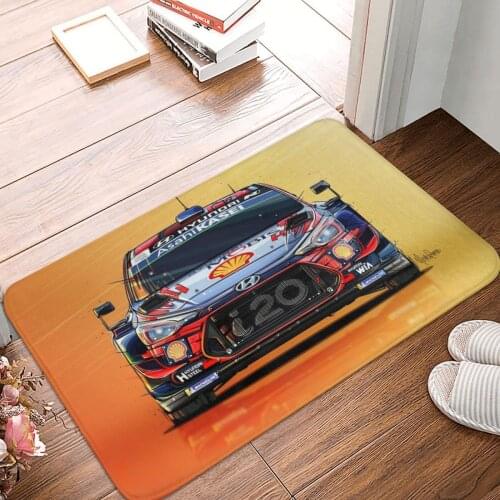 Hyundai I20 WRC Set Of 4 Doormat Carpet Mat Rug Polyester Anti-slip Floor Decor Bath Bathroom Kitchen Bedroom 40*60