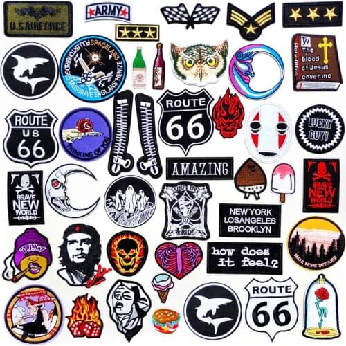 Penguin Moon Zipper Patches Cloth Mend Decorate Sew On Patch Clothes Apparel Sewing Decoration Applique Badges Army ROUTE66