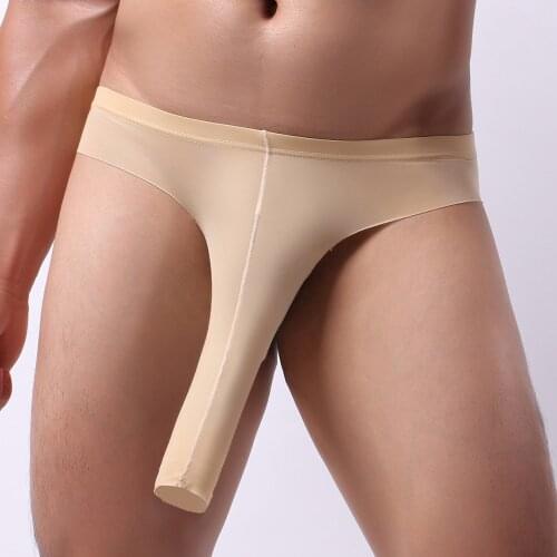 Elephant Underwear Mans Closed Penis Sheath Briefs Man Bulge Pouch Underpants Male Ice Silk Panties Shorts Sexy Mens Lingerie