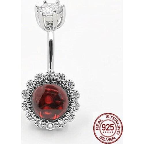 925 silver red crystal belly piercing ombligo body jewelry navel piercing for women sexy punk 2020