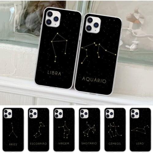 12 Constellations Zodiac Signs Transparent Mobile Phone Case Cover For IPhone 12 11 Pro Max Xs X Xr 7 8 6 6s Plus 5 5s Se 2020