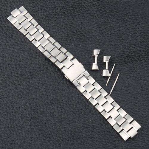 New 20mm 22mm Silver Solid Stainless Steel Watchband For TAG Heuer Solid Curved END Deployment Clasp Wrist Bracelet For Men Logo